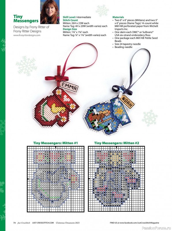 Коллекция вышивки в журнале «Just CrossStitch - Christmas Ornaments 2023»