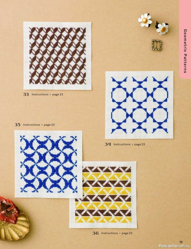 Вязаные проекты в книге &laquo;200 Japanese Cross Stitch Designs&raquo;.