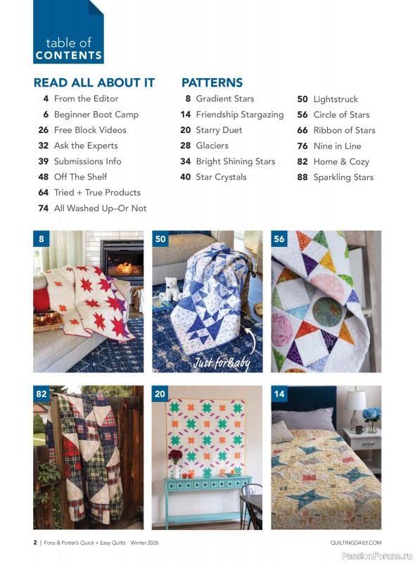 Коллекция проектов для рукодельниц в журнале &laquo;Quick+Easy Quilts - Winter 2026&raquo;