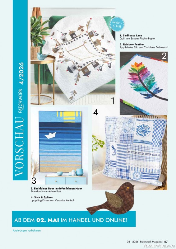 Коллекция проектов для рукодельниц в журнале &laquo;Patchwork das Magazin №3 2026&raquo;