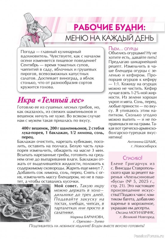 Коллекция кулинарных рецептов в журнале «Кухонька Михалыча №9 2025»