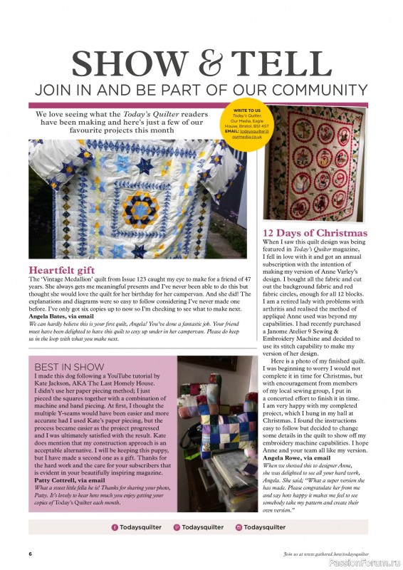 Коллекция проектов для рукодельниц в журнале «Todays Quilter №137 2025»