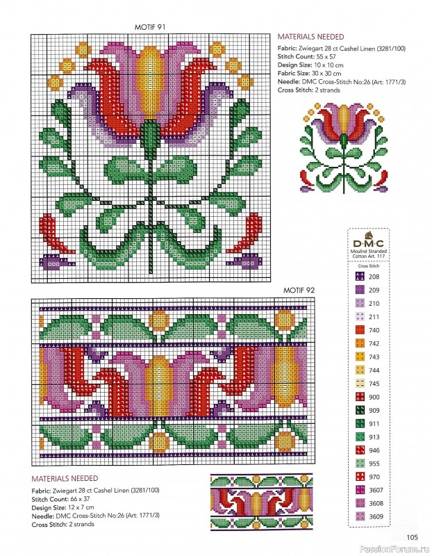 Коллекция вышивки в книге &laquo;Floral Folk Art in Cross Stitch&raquo;