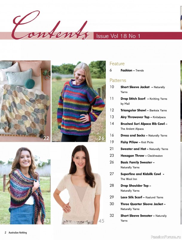 Вязаные модели спицами в журнале &laquo;Australian Knitting Vol.18 №1 2026&raquo;