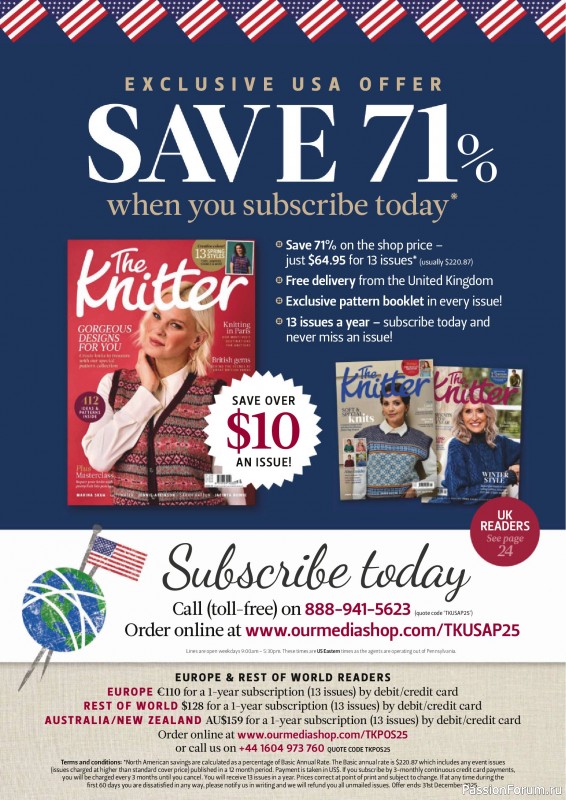 Вязаные проекты спицами в журнале «The Knitter №213 2025»