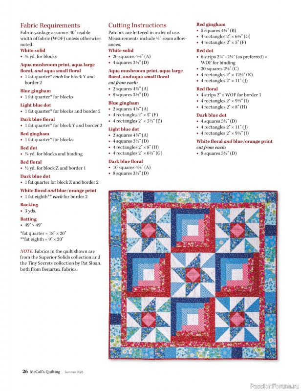 Коллекция проектов для рукодельниц в журнале &laquo;McCall's Quilting - Summer 2026&raquo;