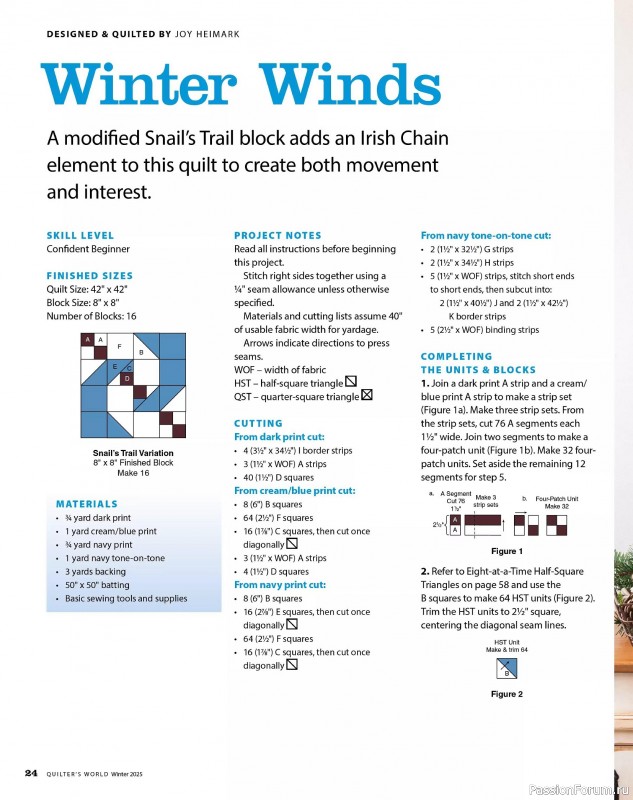 Коллекция проектов для рукодельниц в журнале «Quilter's World - Winter 2025»