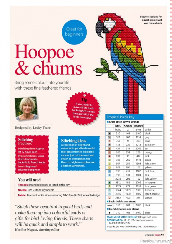 Коллекция вышивки в журнале «Cross Stitch Birds - March 2025»