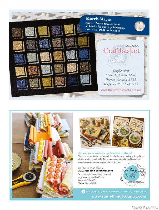 Коллекция проектов для рукодельниц в журнале «Australian Homespun №228 2025»