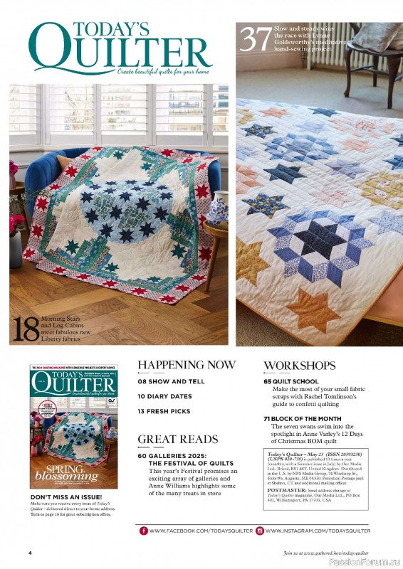 Коллекция проектов для рукодельниц в журнале «Todays Quilter №126 2025»