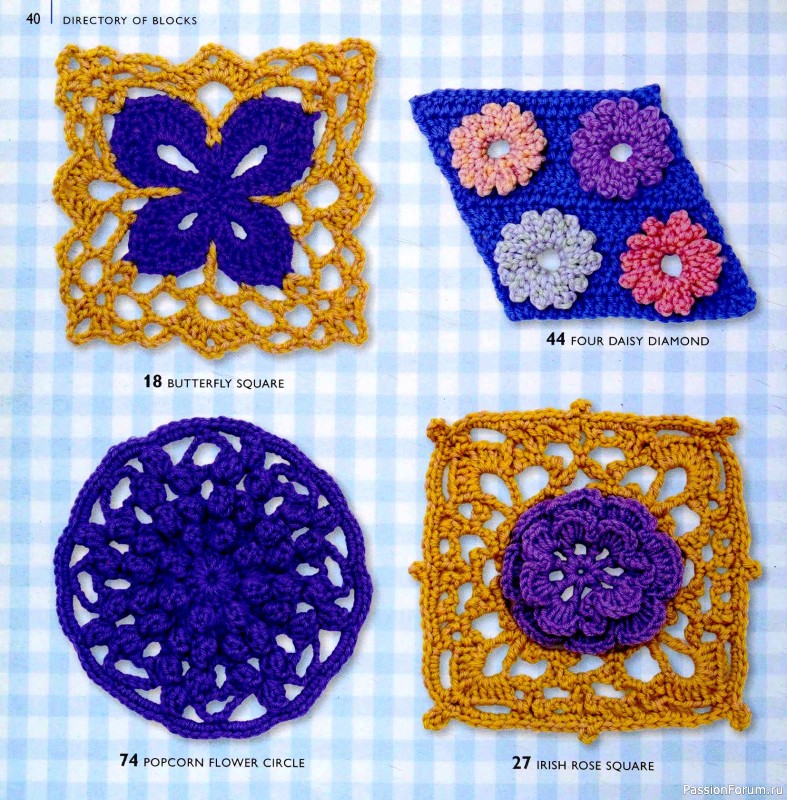 Вязаные проекты в книге &laquo;75 Crocheted Floral Blocks&raquo;. Часть 1