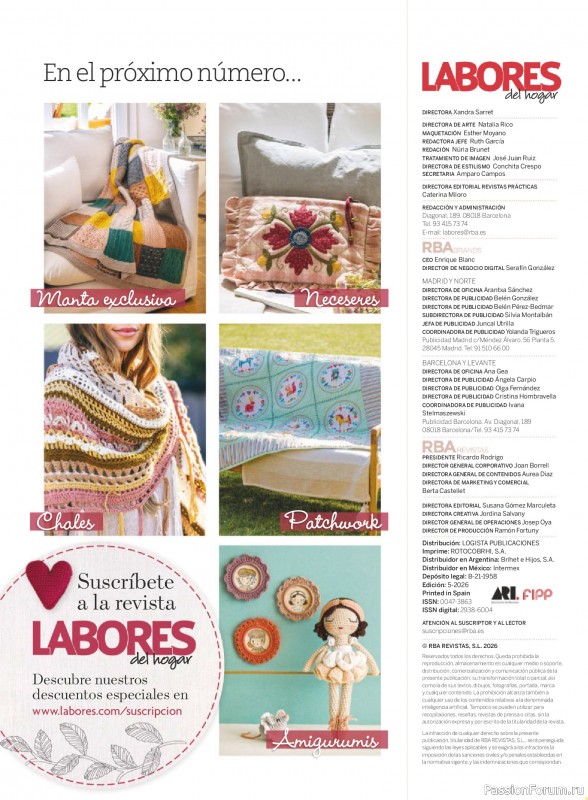 Коллекция проектов для рукодельниц в журнале &laquo;Labores del hogar №794 2026&raquo;