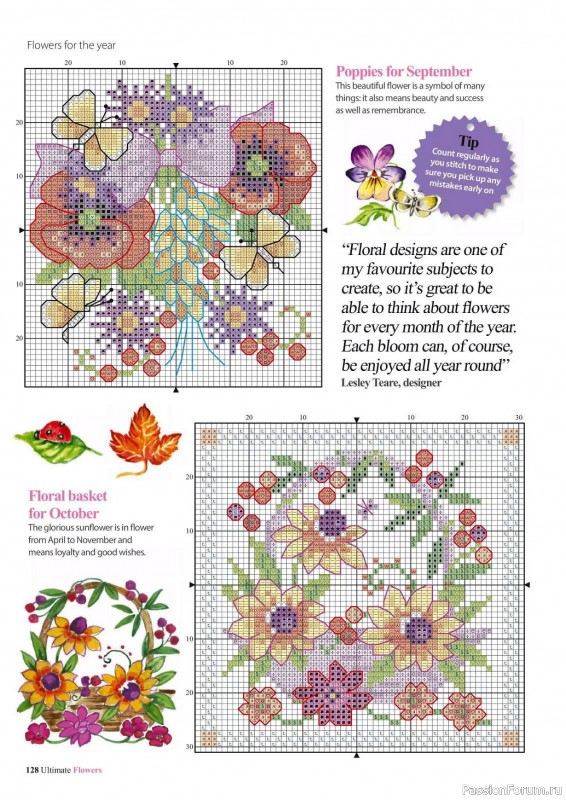Коллекция вышивки в журнале «Ultimate CrossStitch Flowers - 2025»