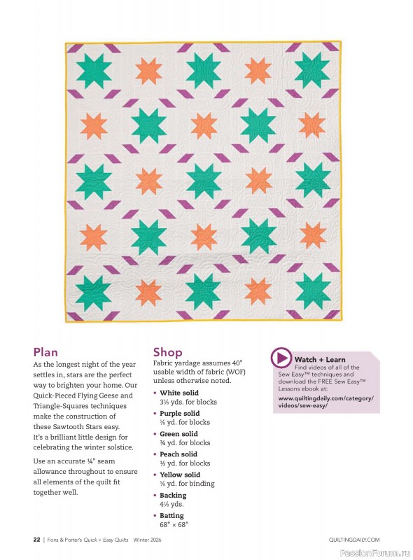 Коллекция проектов для рукодельниц в журнале &laquo;Quick+Easy Quilts - Winter 2026&raquo;