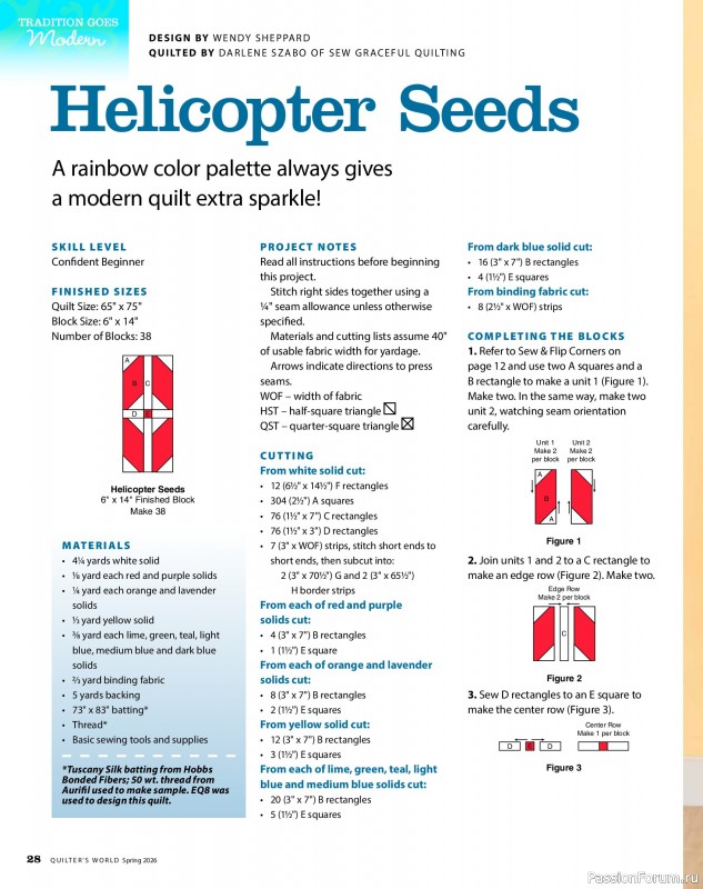 Коллекция проектов для рукодельниц в журнале «Quilter's World - Spring 2026»