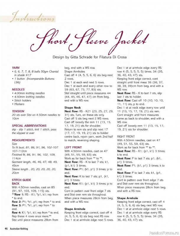 Вязаные модели спицами в журнале &laquo;Australian Knitting Vol.18 №1 2026&raquo;