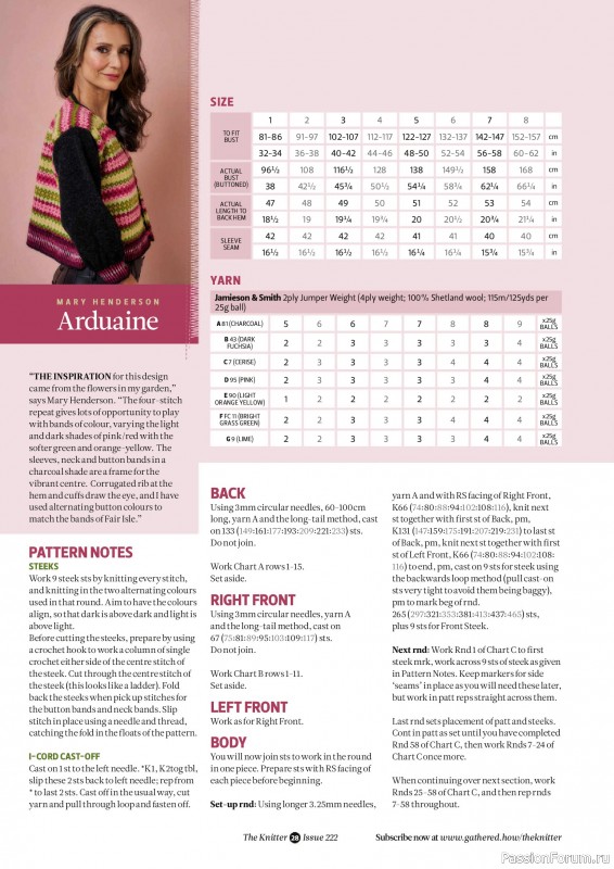 Вязаные проекты спицами в журнале «The Knitter №222 2025»