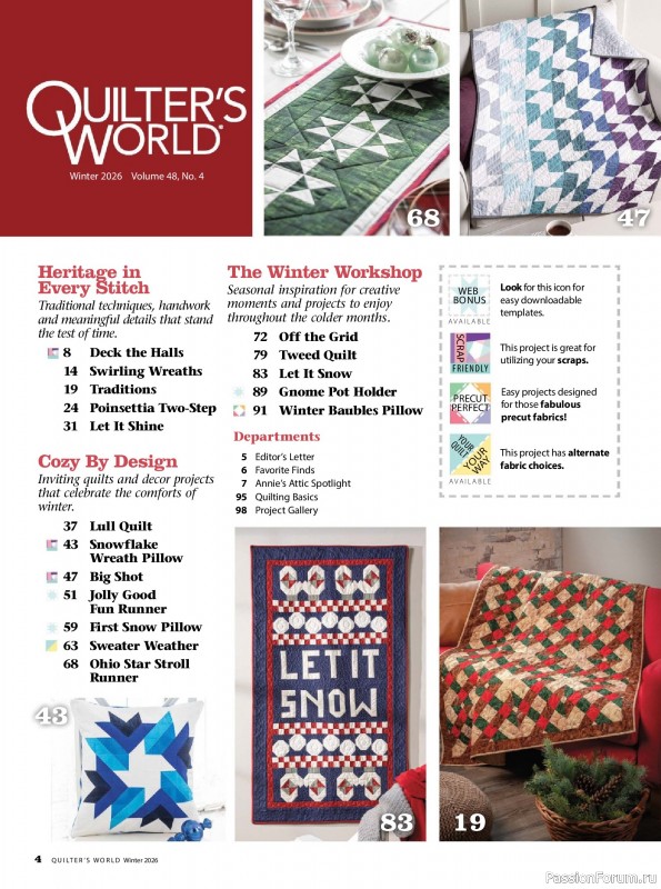 Коллекция проектов для рукодельниц в журнале «Quilter's World - Winter 2026»
