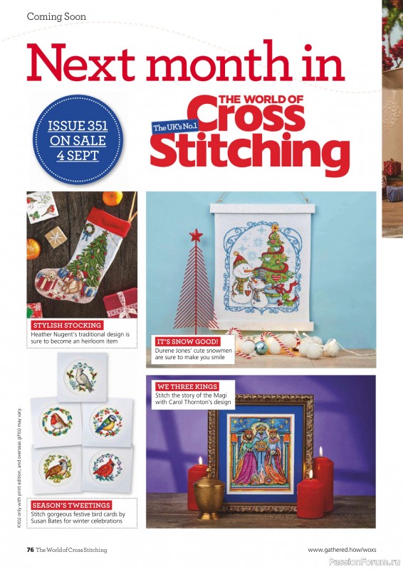 Коллекция вышивки в журнале «The World of Cross Stitching №350 2024»