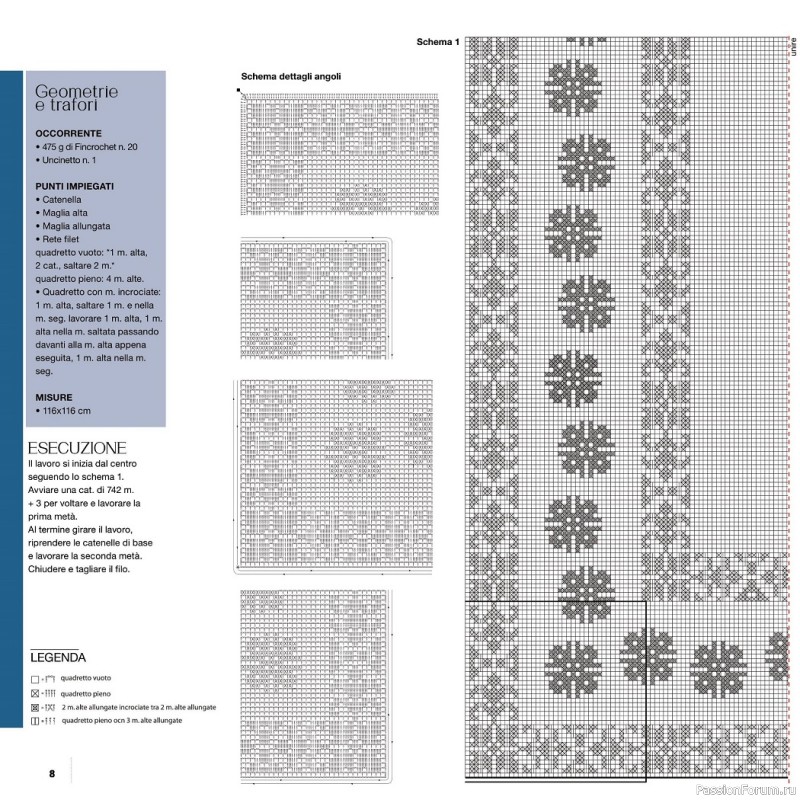 Вязаные проекты крючком в журнале «Uncinetto Manuale Filet №8 2022»