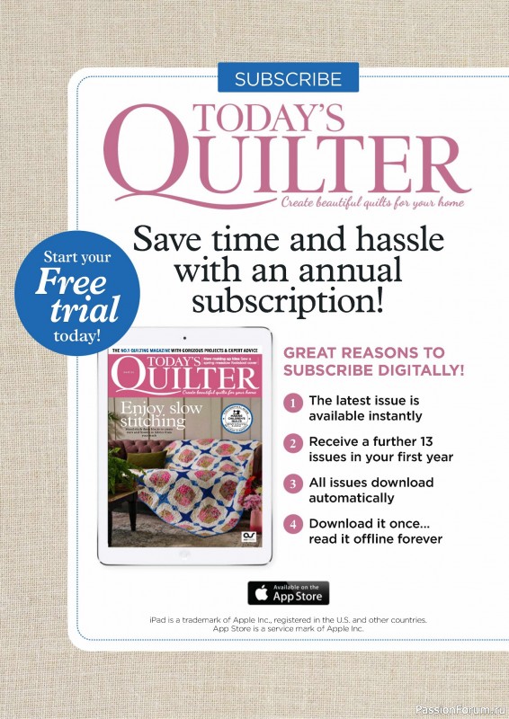 Коллекция проектов для рукодельниц в журнале «Todays Quilter №122 2024»