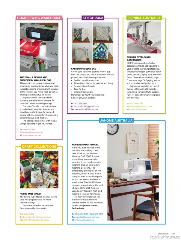 Коллекция проектов для рукодельниц в журнале «Australian Homespun - October-November 2025»