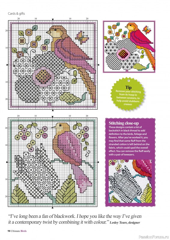 Коллекция вышивки в журнале «Cross Stitch Birds - March 2025»
