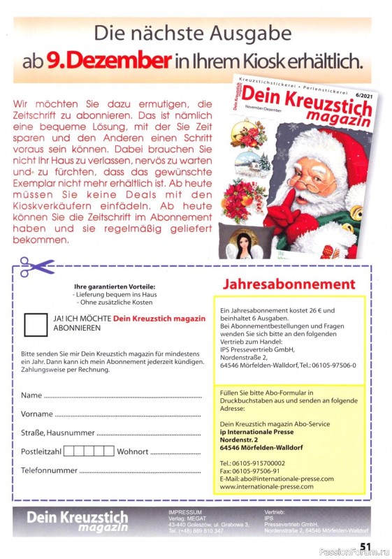 Вышивка крестом в журнале «Dein Kreuzstich Magazin №6 2021»