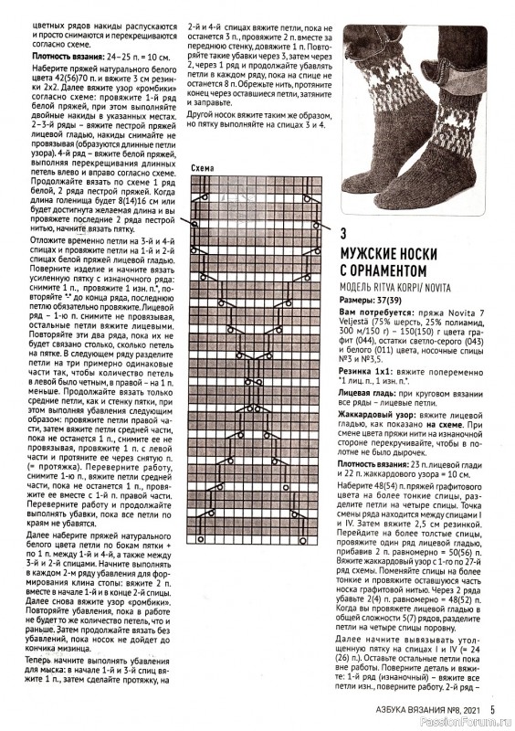 Носки, следки, тапочки в журнале "Азбука вязания №8 2021"