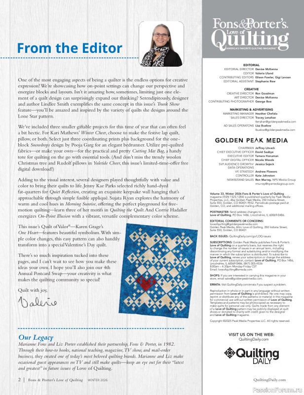 Коллекция проектов для рукодельниц в журнале «Fons & Porter's Love of Quilting - Winter 2026»