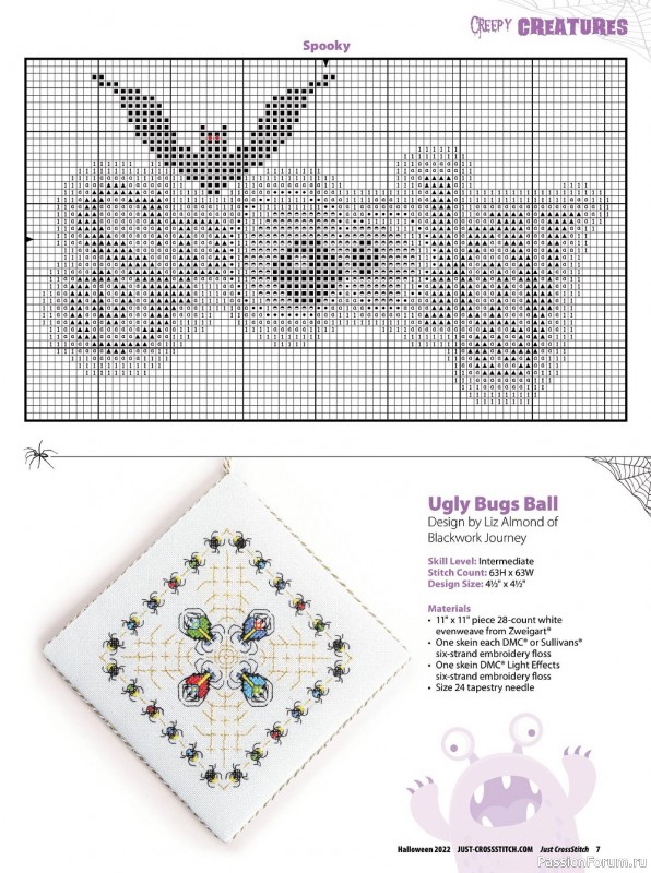 Коллекция вышивки в журнале «Just CrossStitch - Halloween 2022»