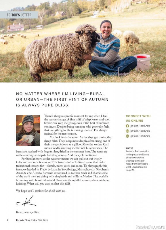 Вязаные проекты в журнале «Farm & Fiber Knits - Fall 2026»