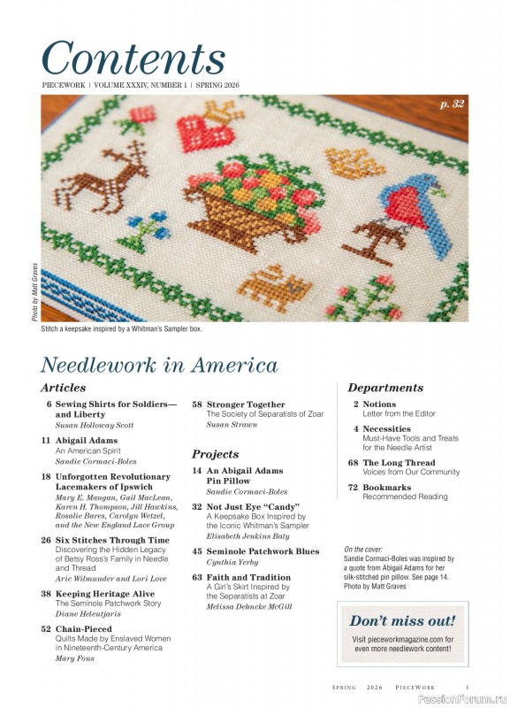 Коллекция проектов для рукодельниц в журнале &laquo;PieceWork - Spring 2025&raquo;