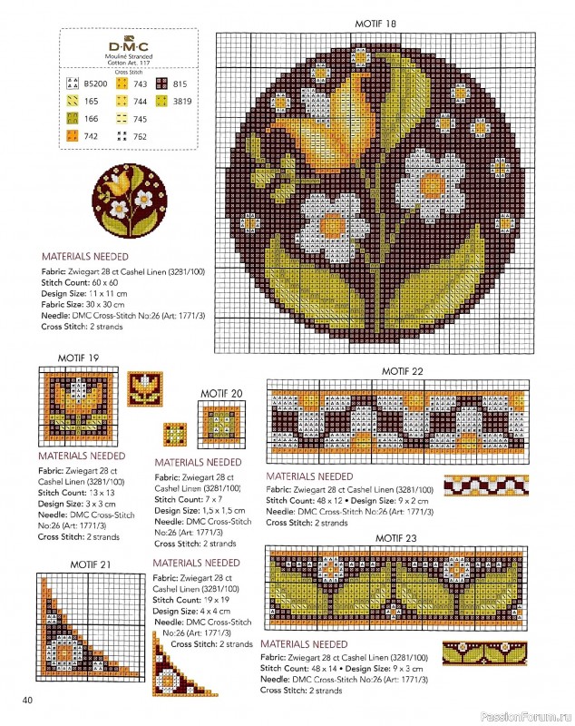 Коллекция вышивки в книге &laquo;Floral Folk Art in Cross Stitch&raquo;