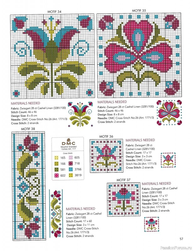 Коллекция вышивки в книге &laquo;Floral Folk Art in Cross Stitch&raquo;