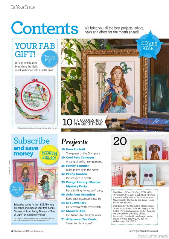 Коллекция вышивки в журнале «The World of Cross Stitching №362 2025»