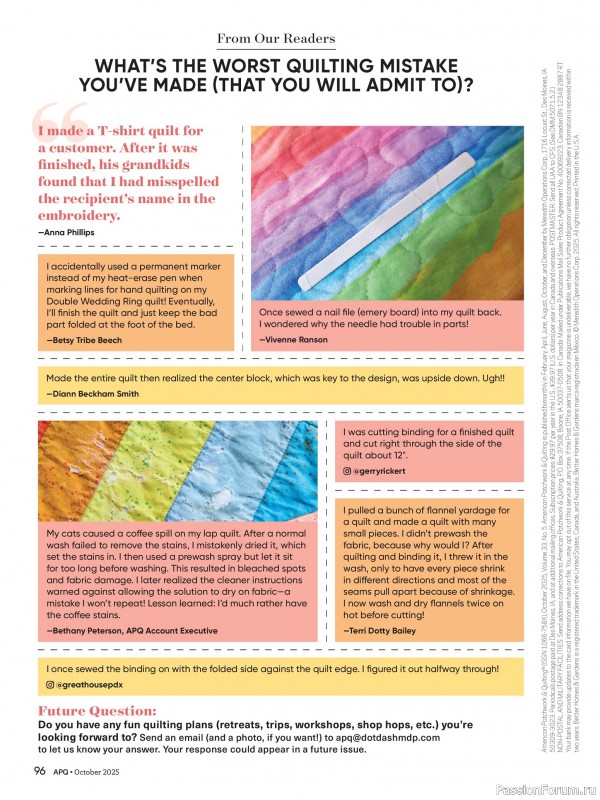 Коллекция проектов для рукодельниц в журнале «American Patchwork & Quilting №196 2025»