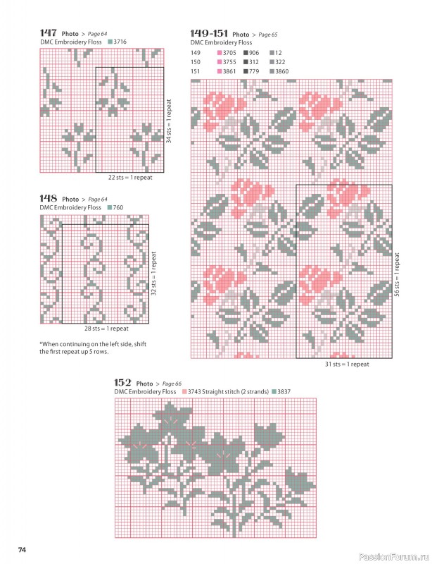 Вязаные проекты в книге &laquo;200 Japanese Cross Stitch Designs&raquo;.
