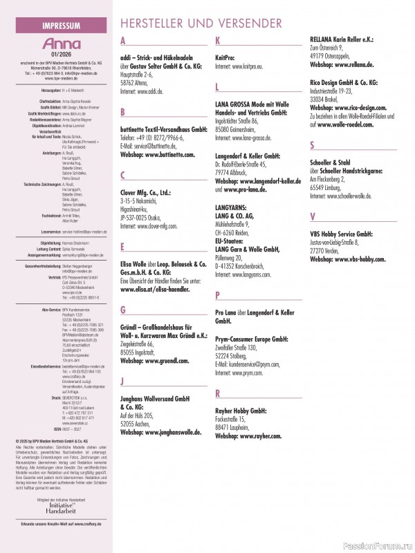 Коллекция проектов для рукодельниц в журнале «Anna Germany №1 2026»