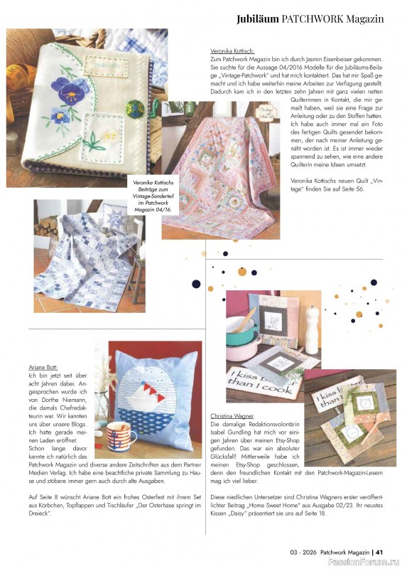 Коллекция проектов для рукодельниц в журнале &laquo;Patchwork das Magazin №3 2026&raquo;