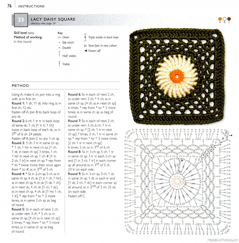 Вязаные проекты в книге &laquo;75 Crocheted Floral Blocks&raquo;. Часть 1