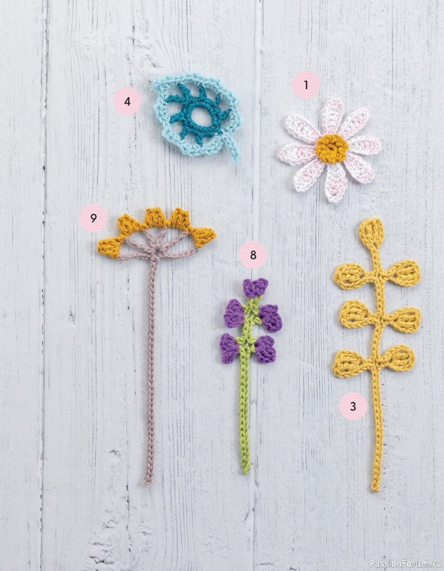 Bязаные проекты в журнале «100 crochet: flowers, plants and petals»