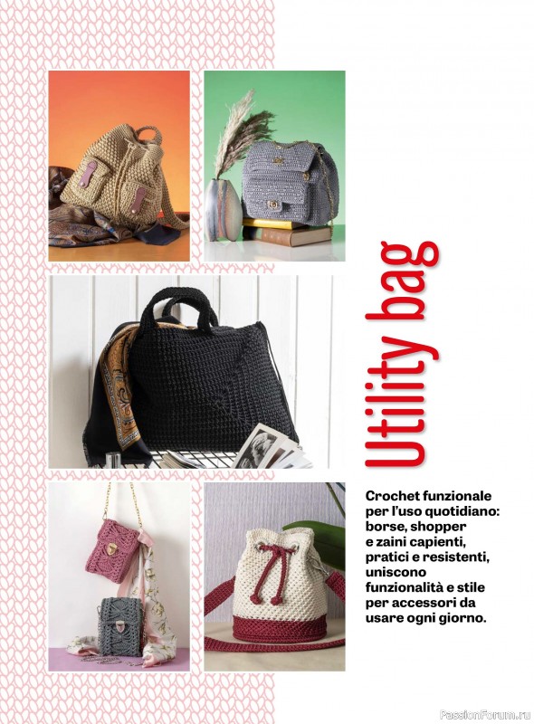 Вязаные проекты в журнале &laquo;Motivi all'Uncinetto Borse №1 2026&raquo;