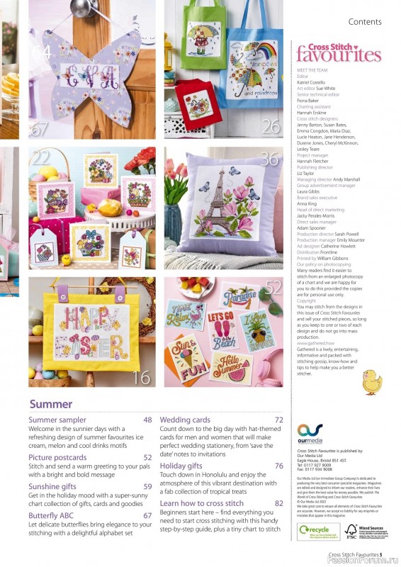 Коллекция вышивки крестиком в журнале «Cross Stitch Favourites - Spring/Summer 2022»