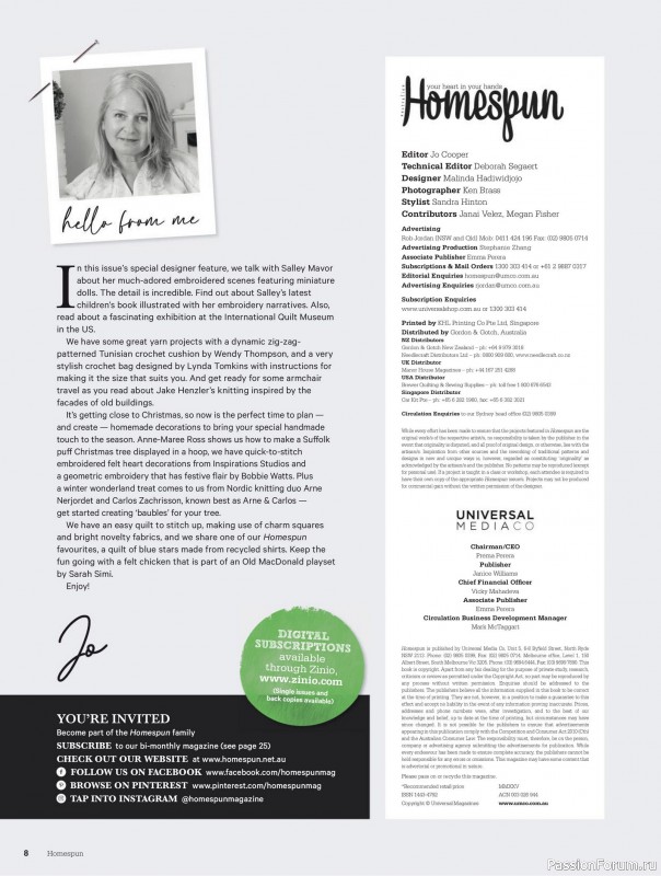 Коллекция проектов для рукодельниц в журнале «Australian Homespun - October-November 2025»