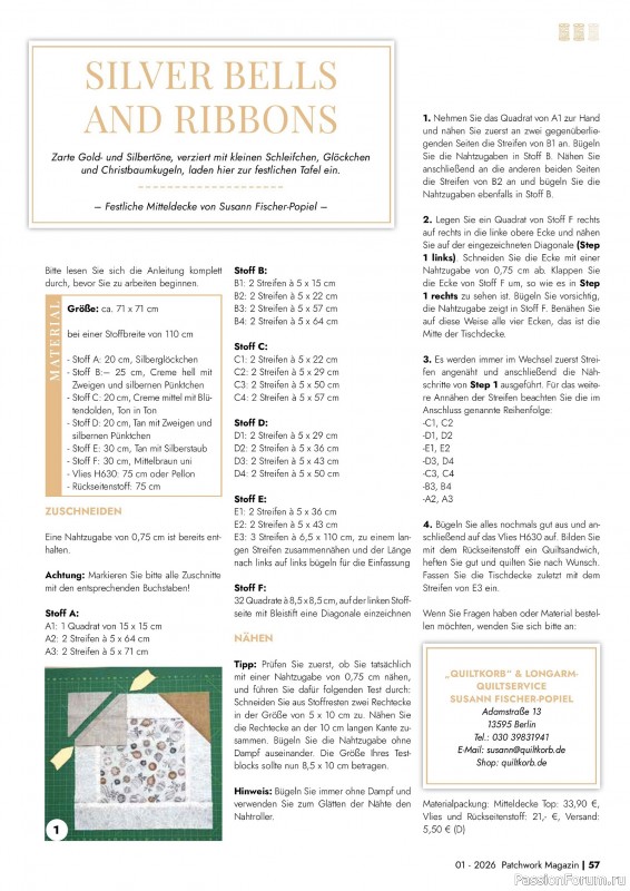 Коллекция проектов для рукодельниц в журнале «Patchwork das Magazin №1 2026»