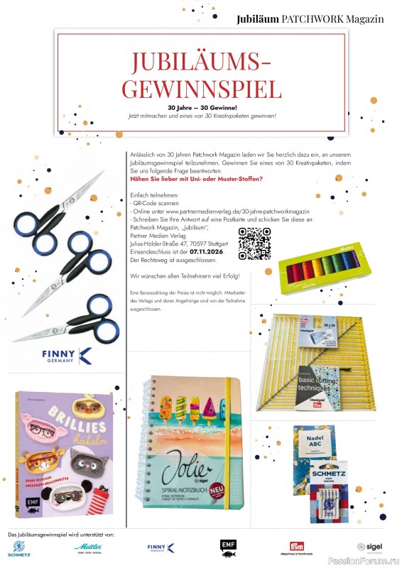 Коллекция проектов для рукодельниц в журнале &laquo;Patchwork Magazin №6 2026&raquo;