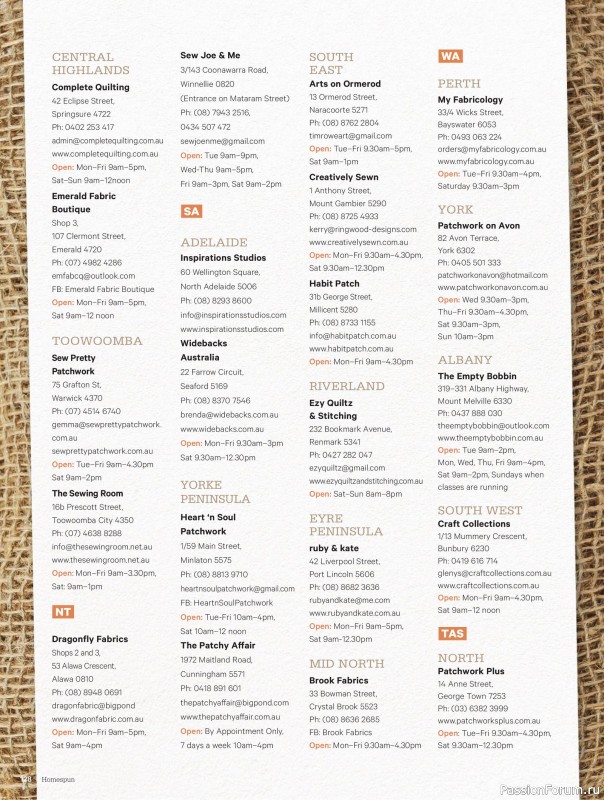 Коллекция проектов для рукодельниц в журнале «Australian Homespun - October-November 2025»