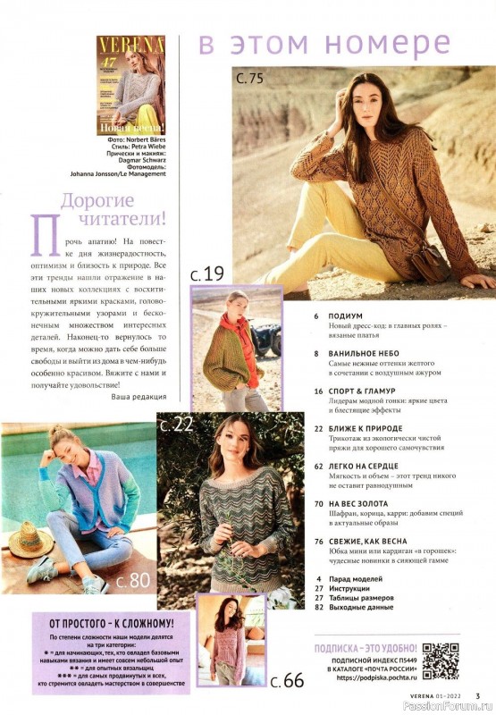 Вязаные модели в журнале «Verena №1 2022»