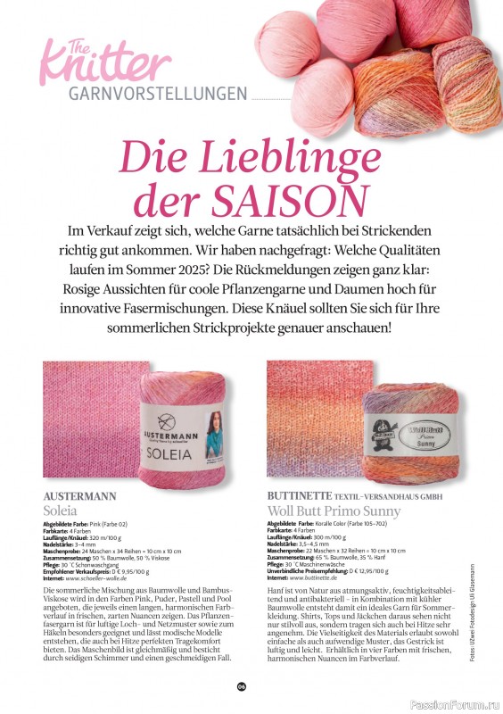 Вязаные проекты спицами в журнале «The Knitter №77 2025 Germany»